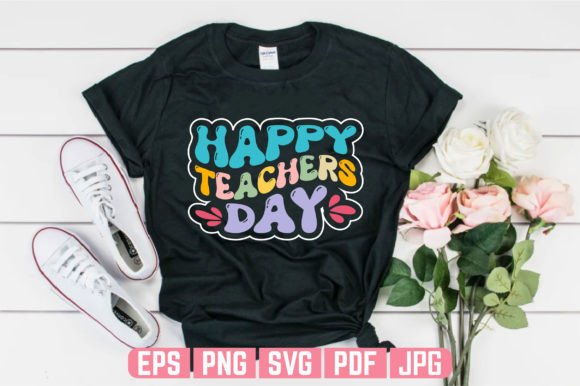 Happy Teachers Day Wavy T-Shirt Design Graphics