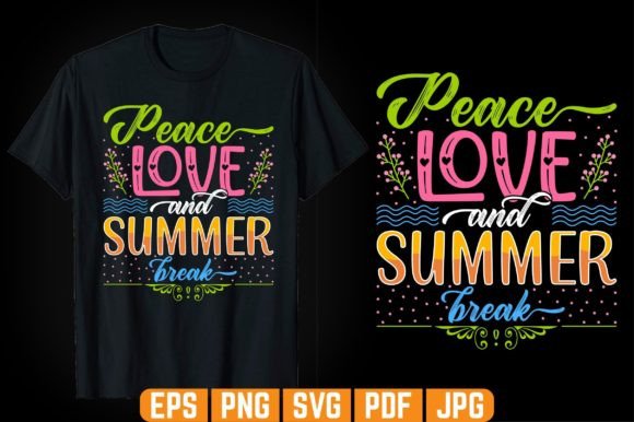 Peace Love and Summer Tshirt Design: Graphics & Templates
