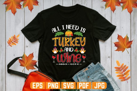Turkey Wine Thanksgiving T-Shirt Design Graphics Review