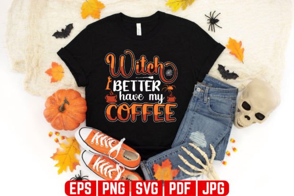 Witch Coffee Halloween T-shirt Design: Graphics and T-Shirt Designs