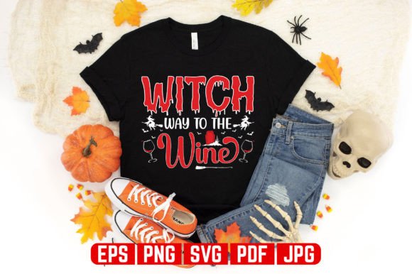 Witch Wine Halloween T‑shirt Design